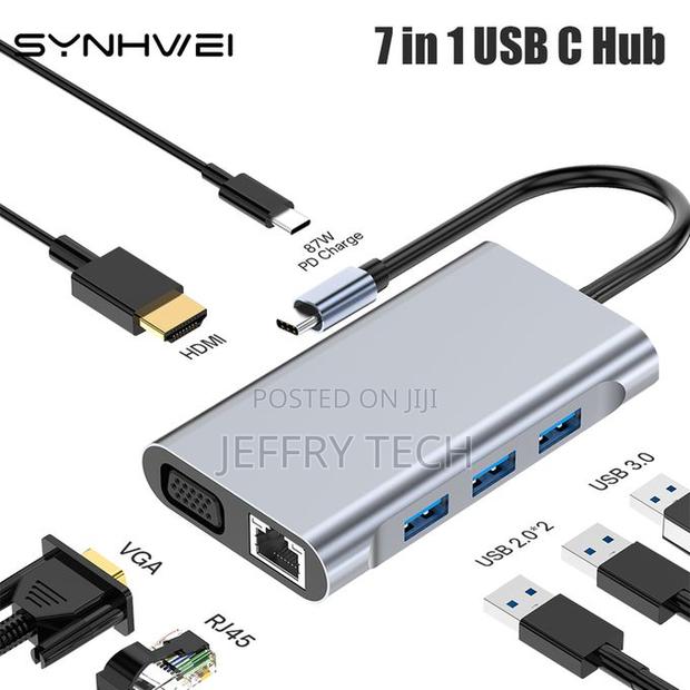 7 in 1 Usb C Hub Type-C Adapter for Usb 3.0 Hdmi- 30hz 87