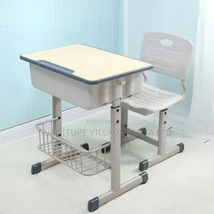 Kid's Desk: Cream Adjustable Children's Desk Chair Set