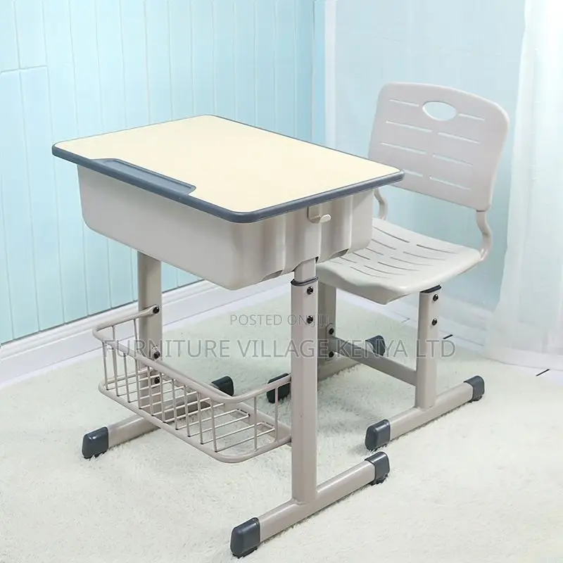 Kid's Desk: Cream Adjustable Children's Desk Chair Set