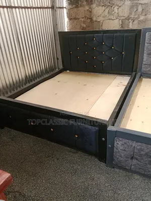 Velvet Material Black 5x6 Bed