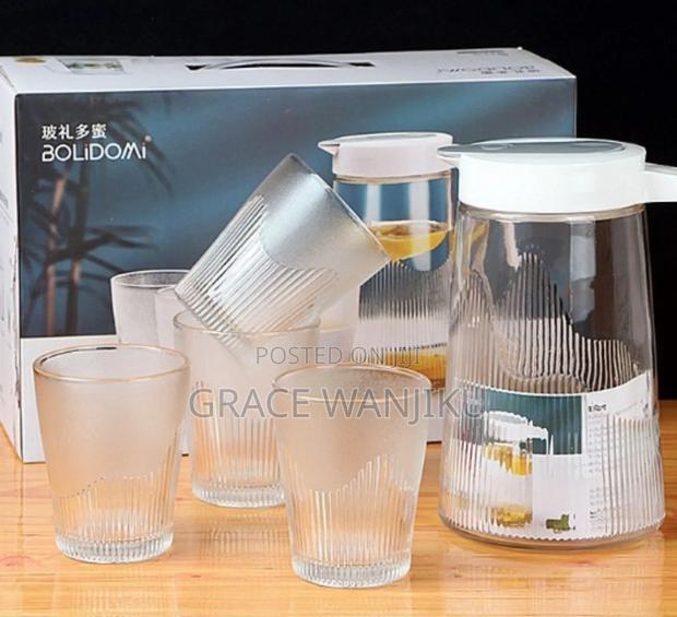 Heat Resistant Glass Cold Water Kettle and Cups - main view
