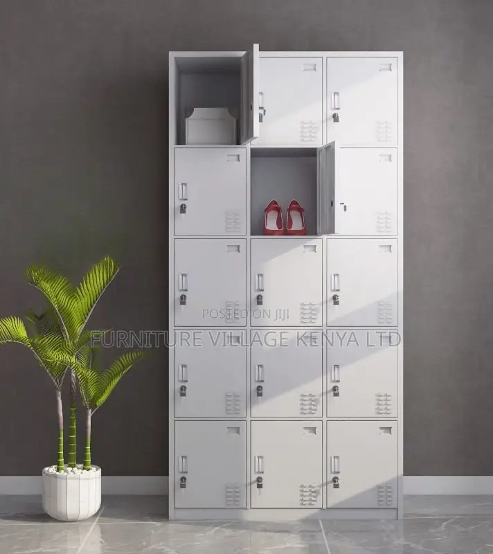 Cabinets: Watertight Steel Office Storage Locker (15-Door)