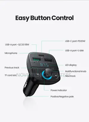 Ugreen 31.5w 3-port Car Charger Bluetooth 5.0 Fm Transmitter