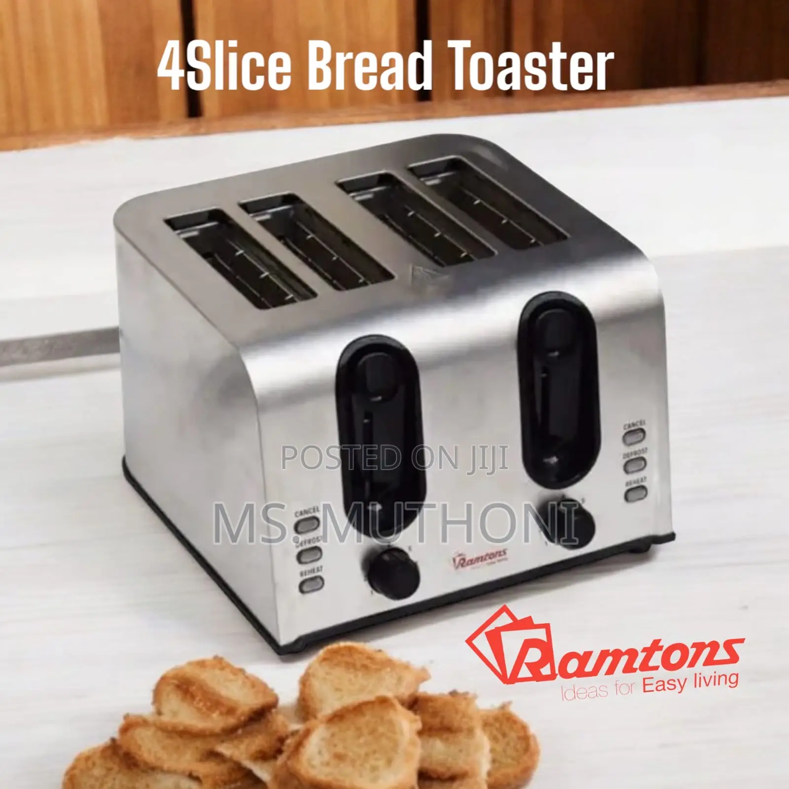 Rm678 Ramtons Stainless Steel 4slice Bread Toaster