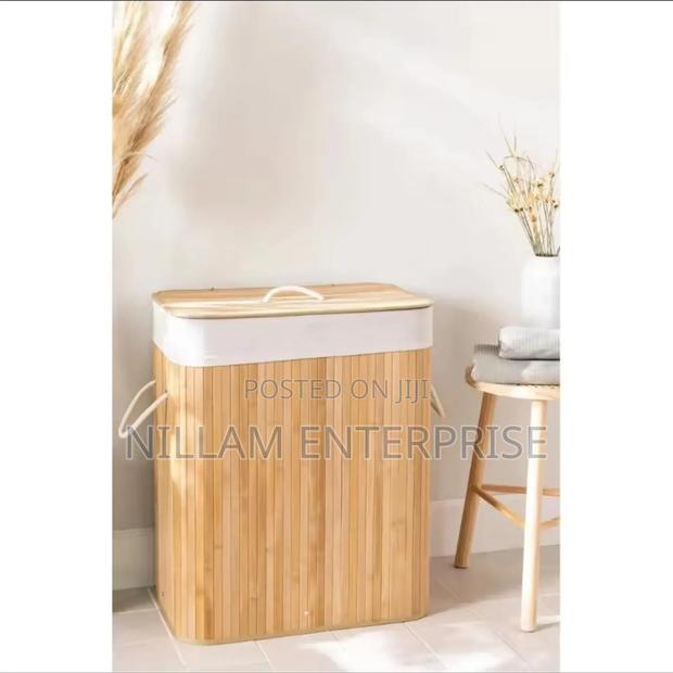 Bamboo Laundry Basket Foldable - thumbnail 2