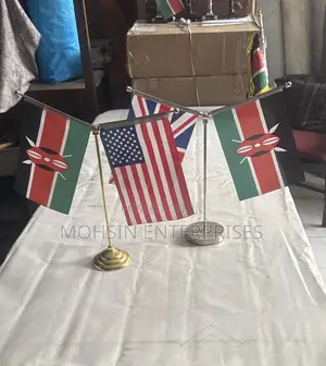 Executive Gold and Silver Double Flag Stand