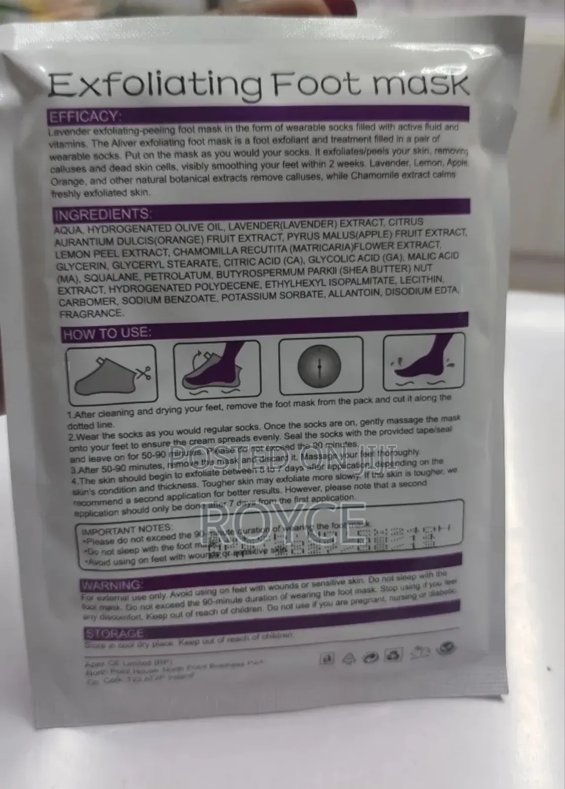 Wearable Exfoliating Foot Mask- 1 Pair