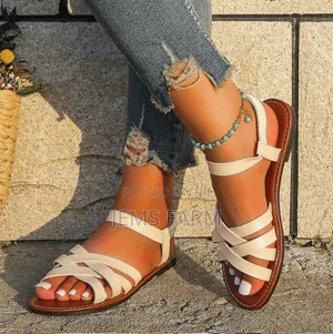 Ladies Flat Solid Roman Sandals Non Slip Size:43