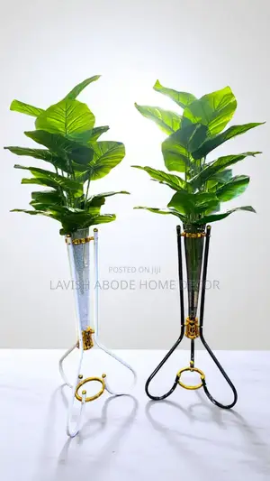 Metallic Floor Vase With Artificial Plants