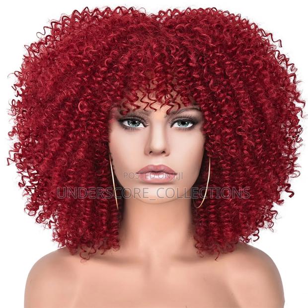Curly Ear to Ear African Magenta Wig - main view