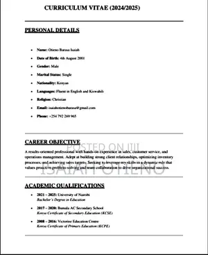 Sales Telemarketing CV