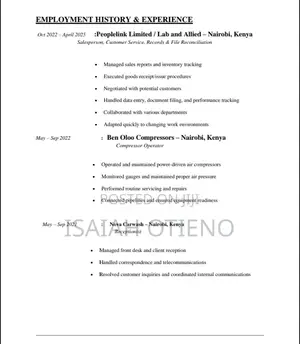 Sales Telemarketing CV