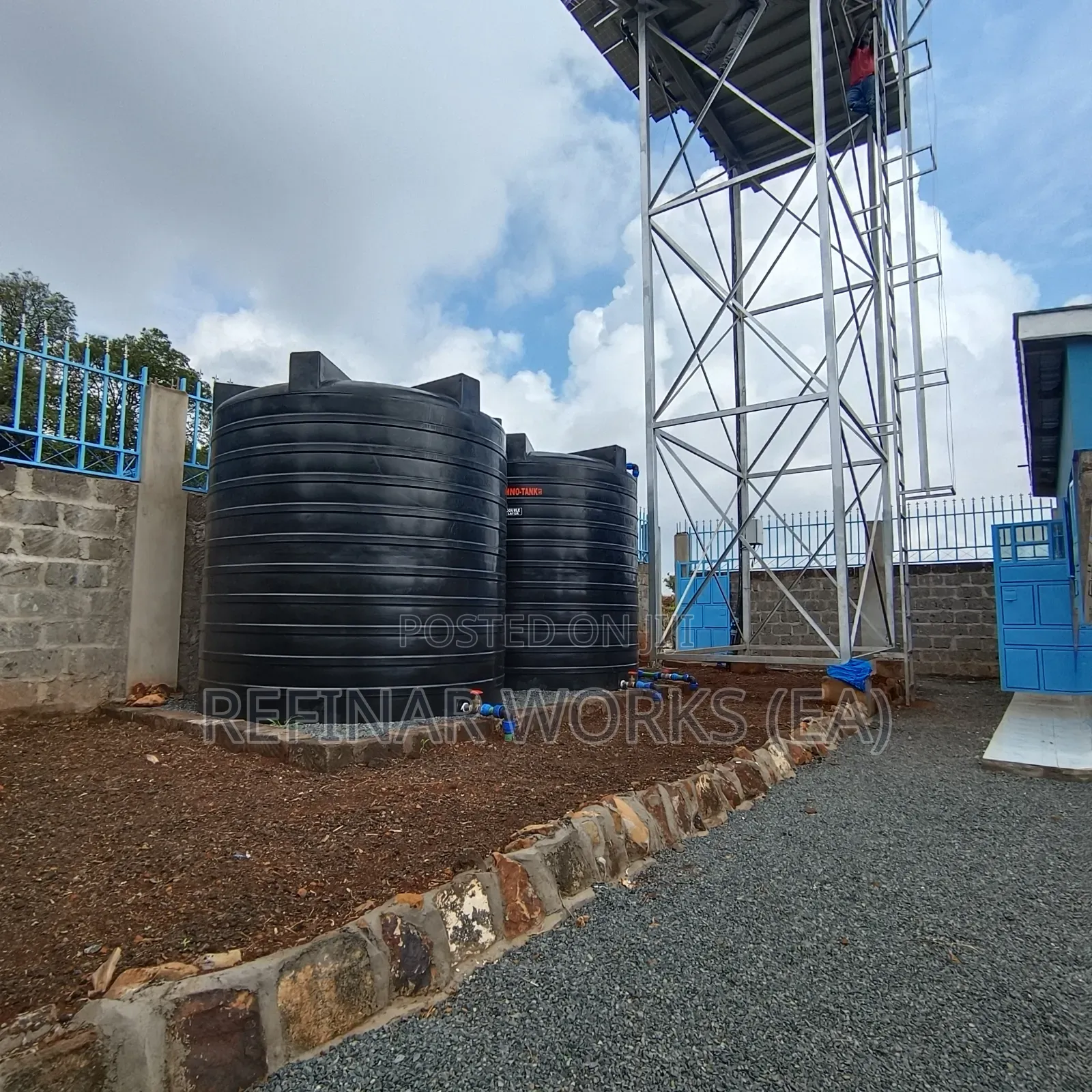 Steel Towers With Integrated Plumbing Water Pumping