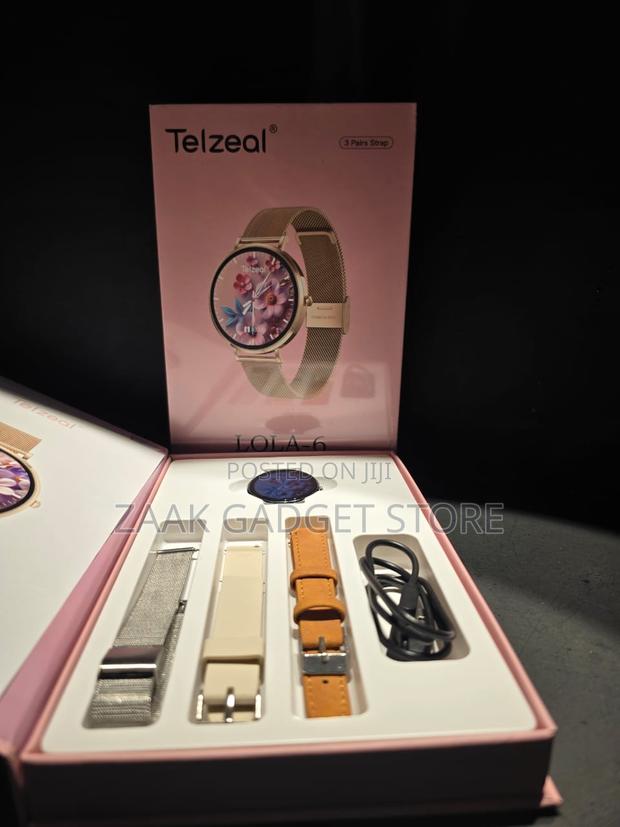 Telzeal Lola-6 Round Shape Ultra-Slim Smartwatch, 3straps
