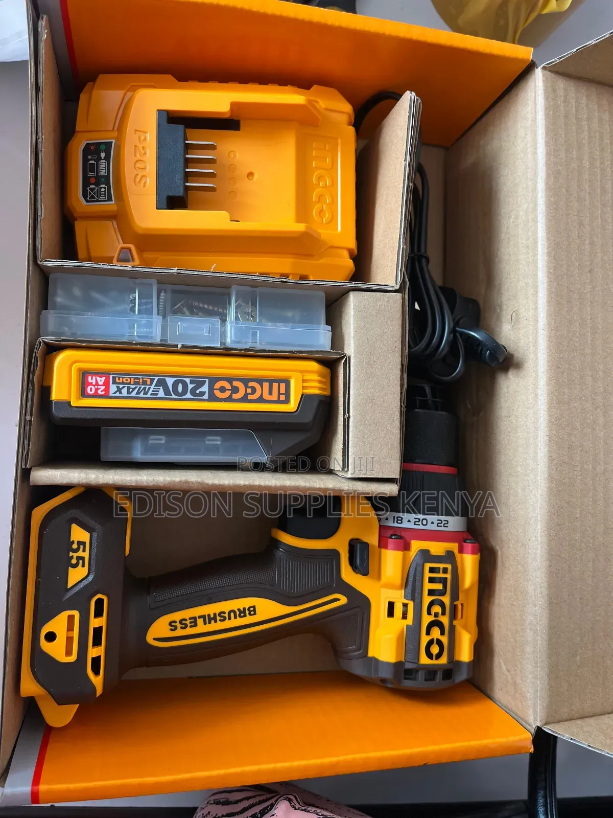 20v Cordless Drill Ingco Impact Drill 55n.M Battery, Charger