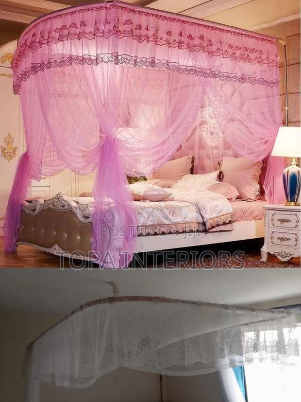 Curved 2 Stand Rail Mosquito Nets With Strong Stands - main view