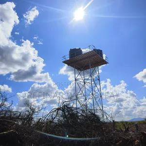 Heavy-Duty Water Towers With Solar Structures and Plumbing