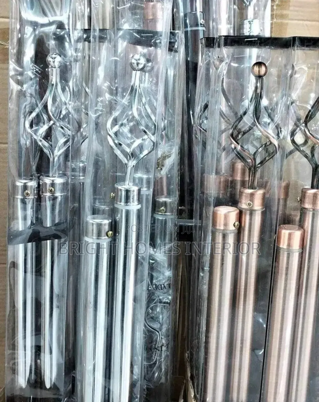Silver 2m Curtain Rods for Both Curtain and Sheer