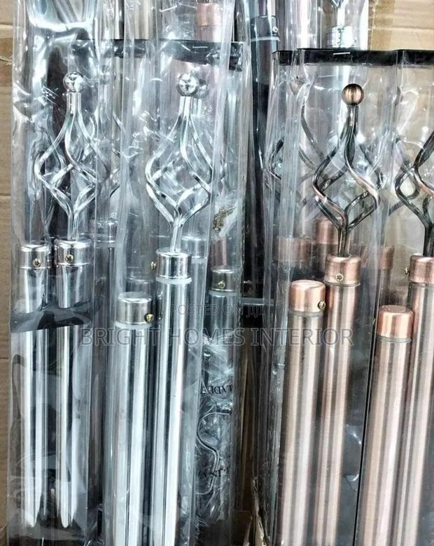 Silver 2m Curtain Rods for Both Curtain and Sheer
