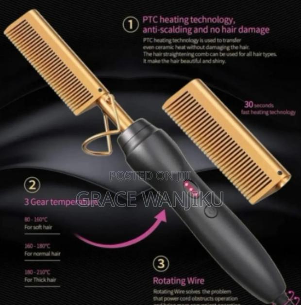 Gold Ceramic Professional Hot Press Comb - main view