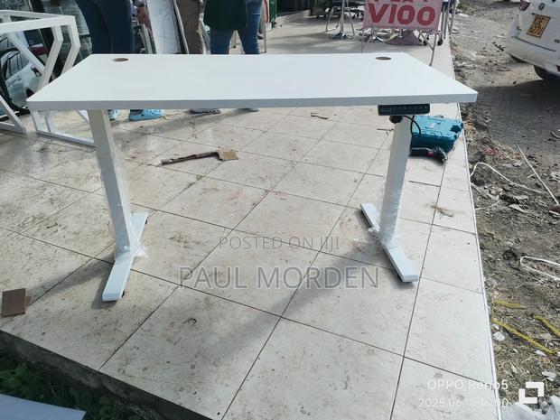 White Standing Electric Adjustable Table - thumbnail 2