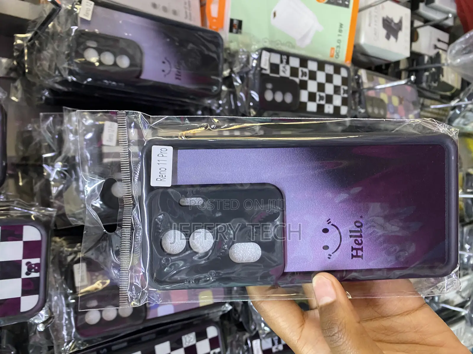 Tartan Plaid Smile Case for Oppo Reno 11 Pro-Purple