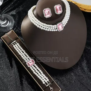 3 Piece Pearl Set Necklace, Earrings and Bracelet