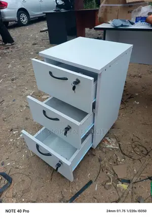 White Pedestal /Three Drawers