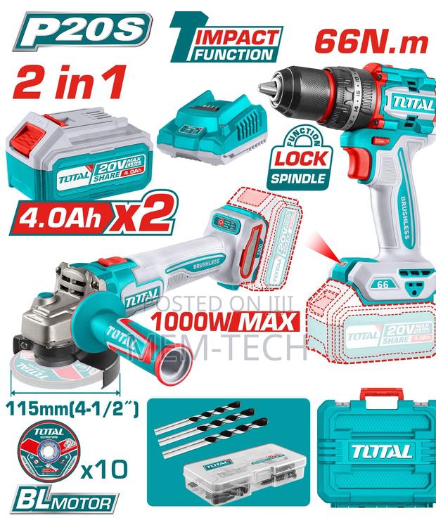 Total Tckli20273 Cordless 2 PCS Combo Kit