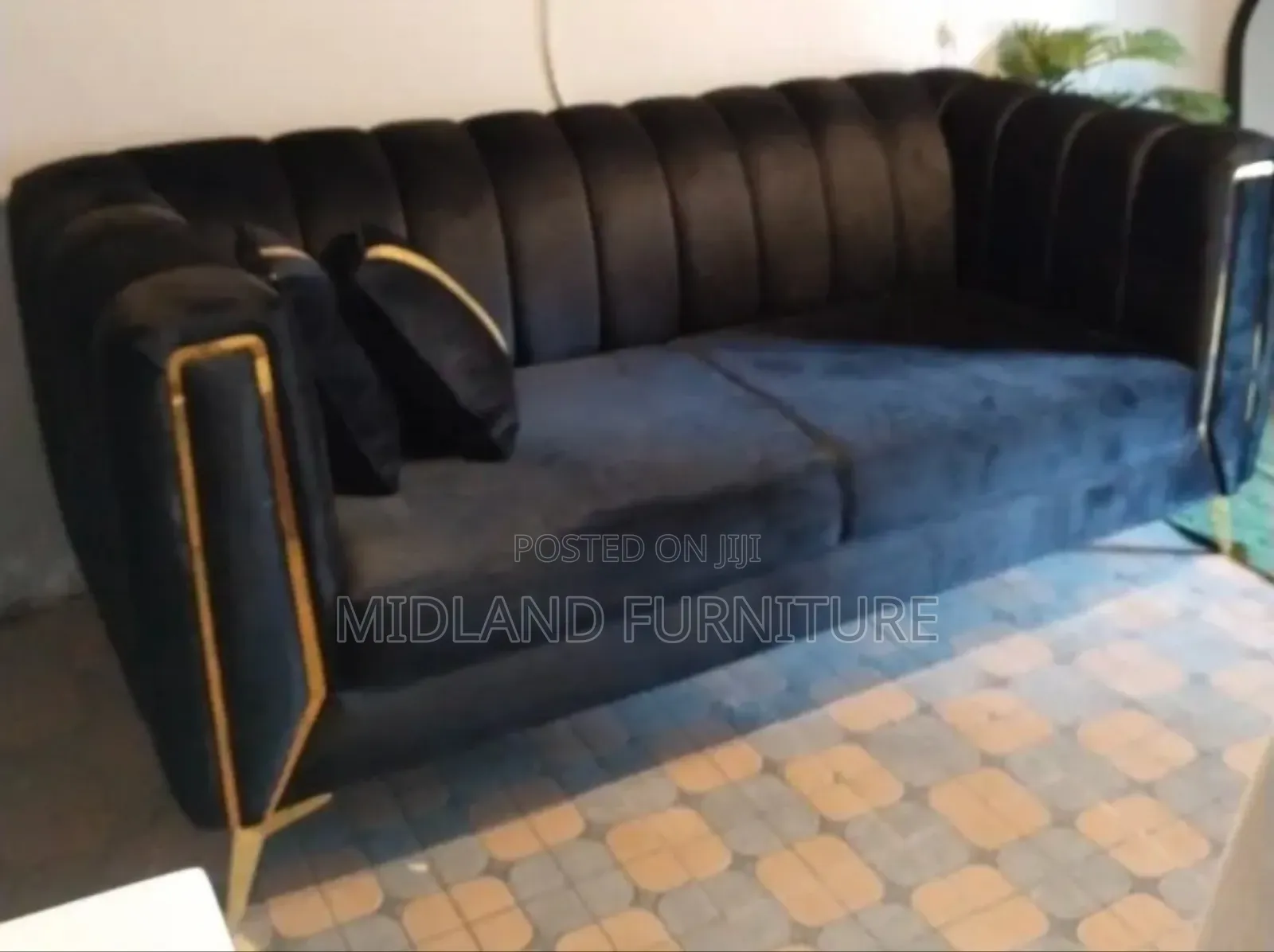 3 Sitter Black Sofa / Black Couch . Pay on Delivery