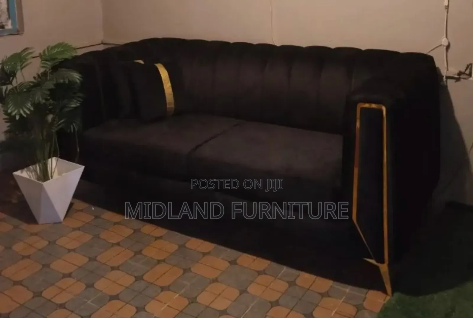 3 Sitter Black Sofa / Black Couch . Pay on Delivery