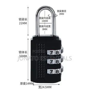 3 Digit Combination Padlock For Luggage, Travel, Backpacks