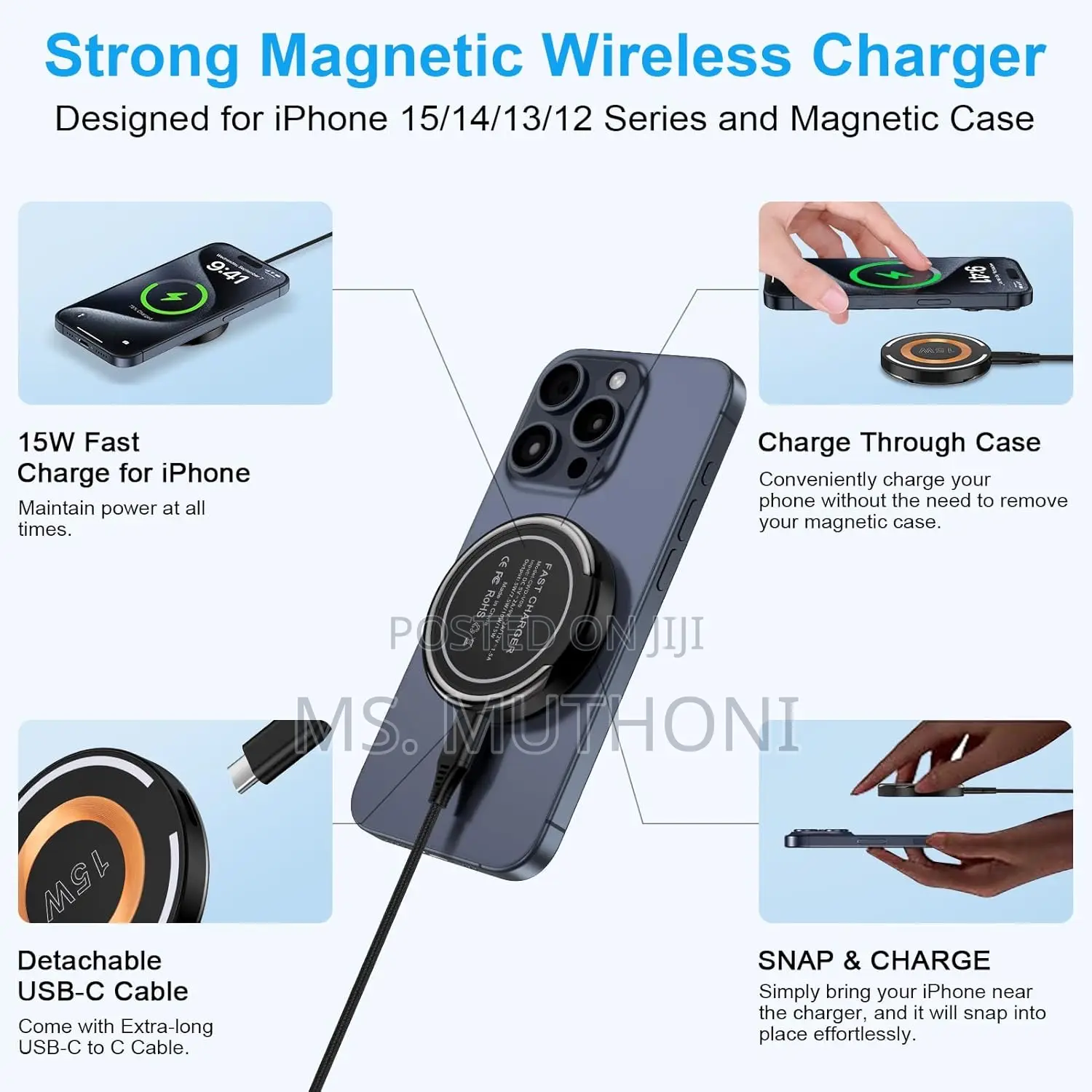 15 Watts Fast Charging Clasic Magsafe Wireless Charger