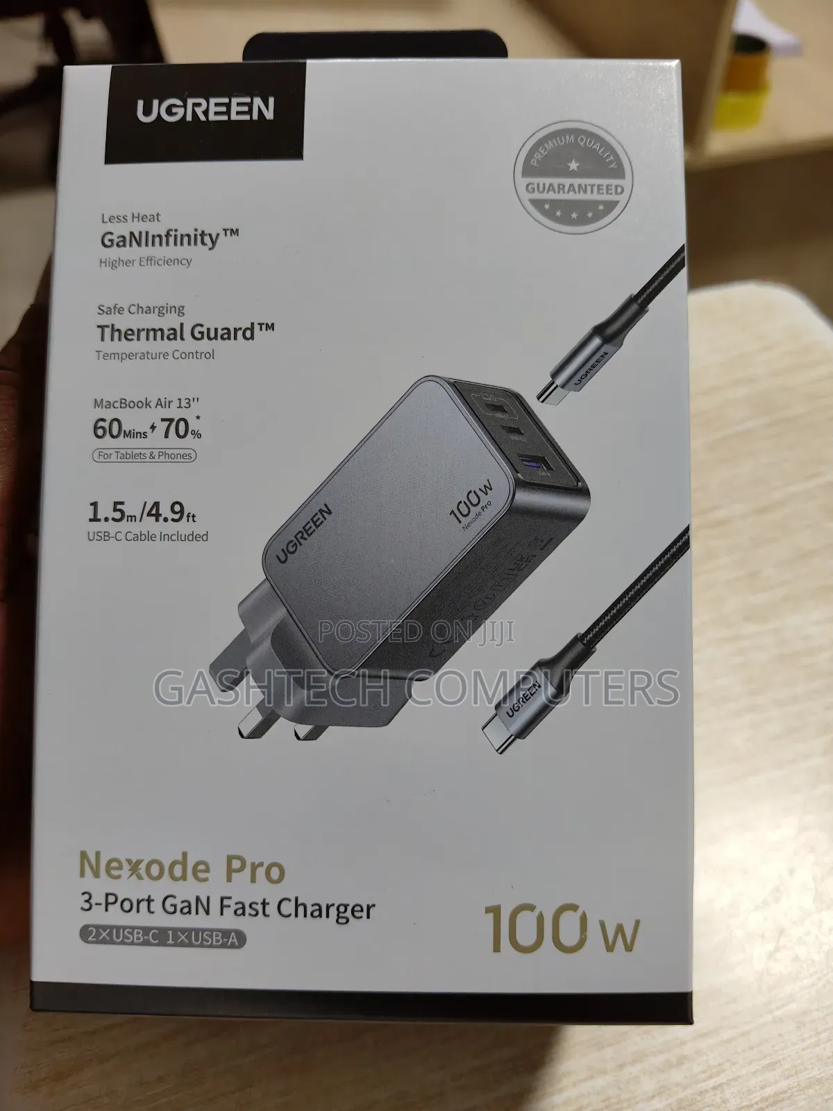 Ugreen Nexode Pro 3-Port Gan Fast Charger Uk Grey