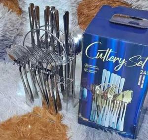 24pcs Stainless Steel Silver Cutlery Set
