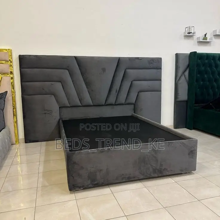 4 by 6 Modern Bed With Overlapping Headboard