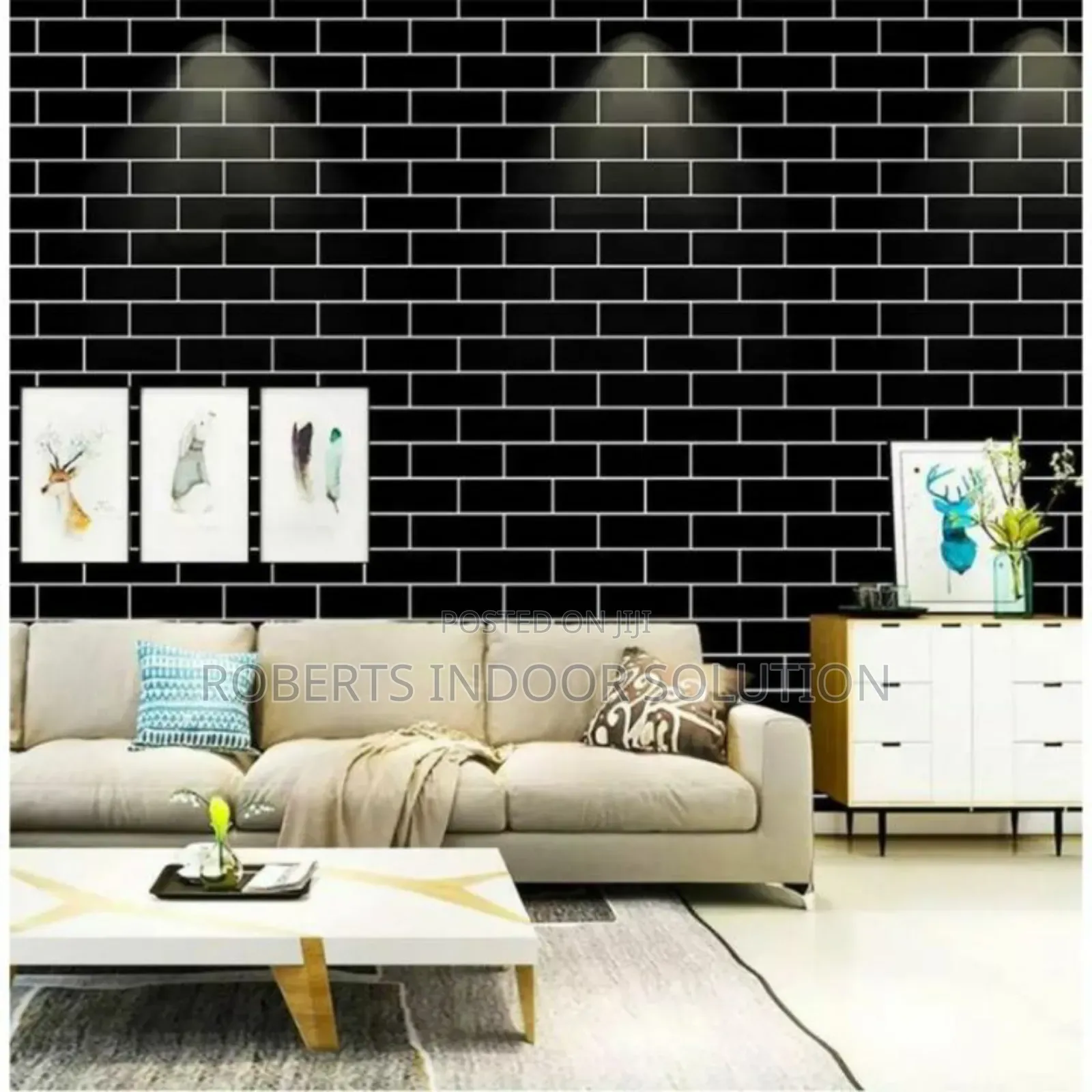 Self Adhesive Black Brick Wallpaper Available