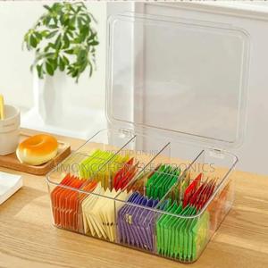 Acrylic Tea Bag Organizer With Cover Compartment Divider Box - main view