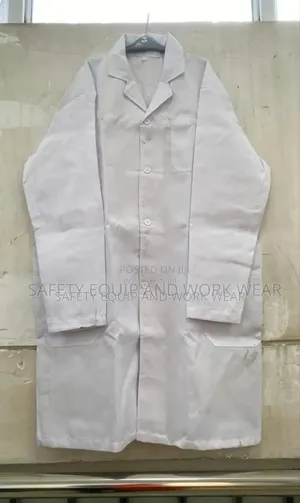 White Work Wear Lab Coat Button Closure.