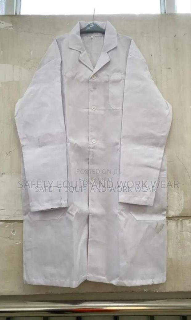 White Work Wear Lab Coat Button Closure.