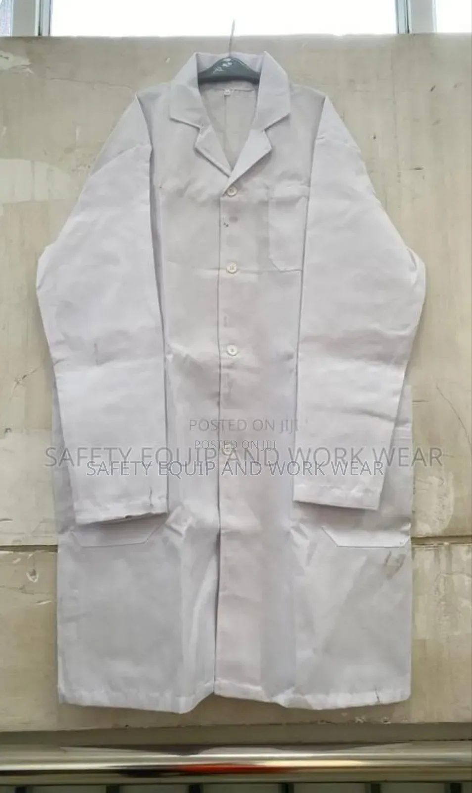 White Work Wear Lab Coat Button Closure.