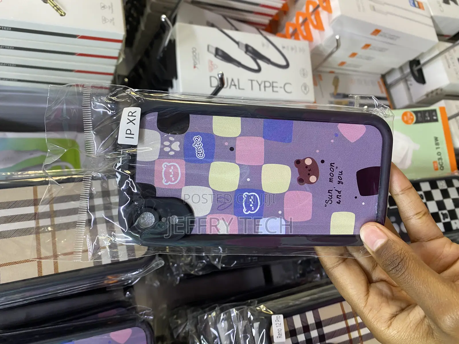 Mixneer Tartan Grid Stripe Fabric Case for iPhone Xr