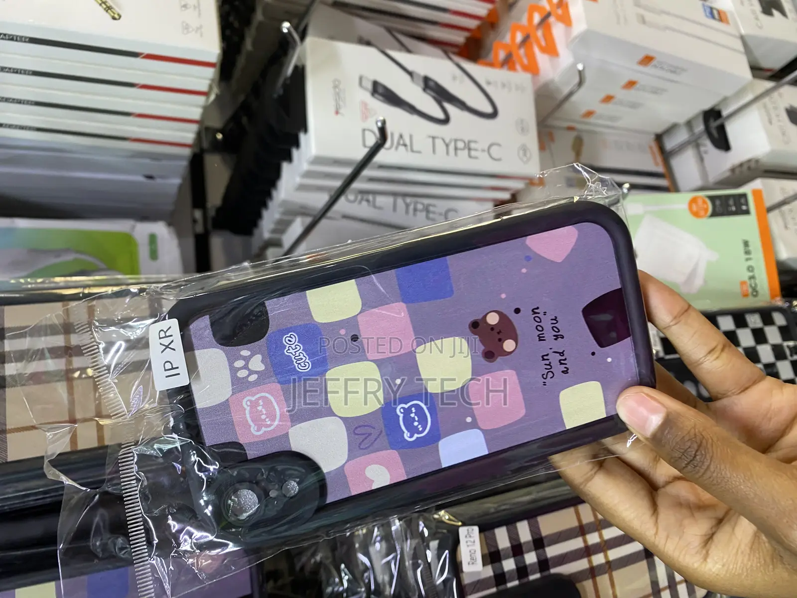 Mixneer Tartan Grid Stripe Fabric Case for iPhone Xr