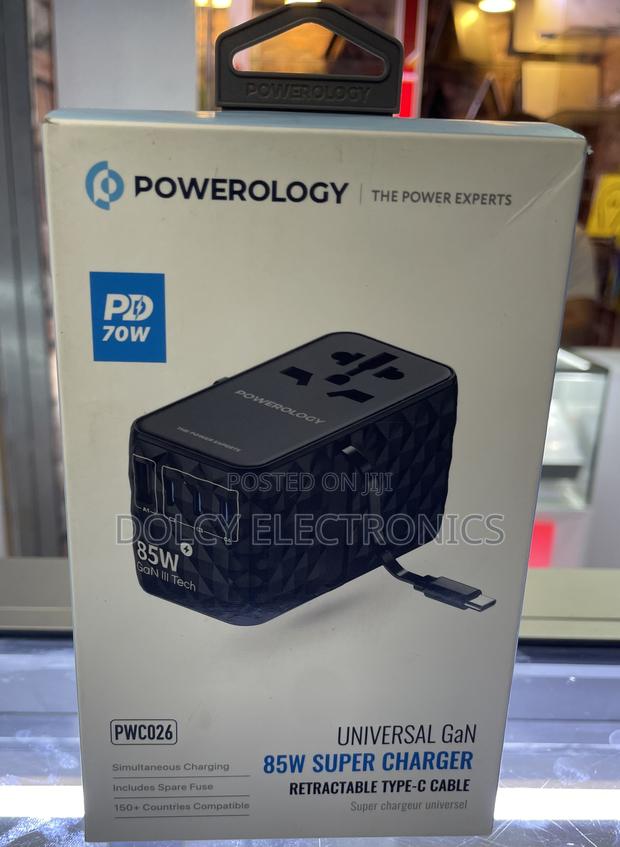 Powerology Universal Gan 85w Adapter Retractable Usb-c Cable - thumbnail 2
