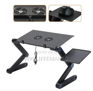 Foldable Adjustable Laptop Stand With Fan and Mouse Pad