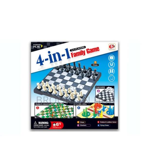 4 In1 Combination Family Game Chess Ludo Snake Ladder Etc