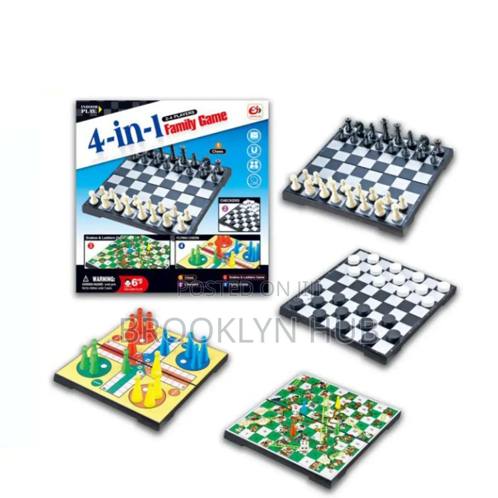 4 In1 Combination Family Game Chess Ludo Snake Ladder Etc