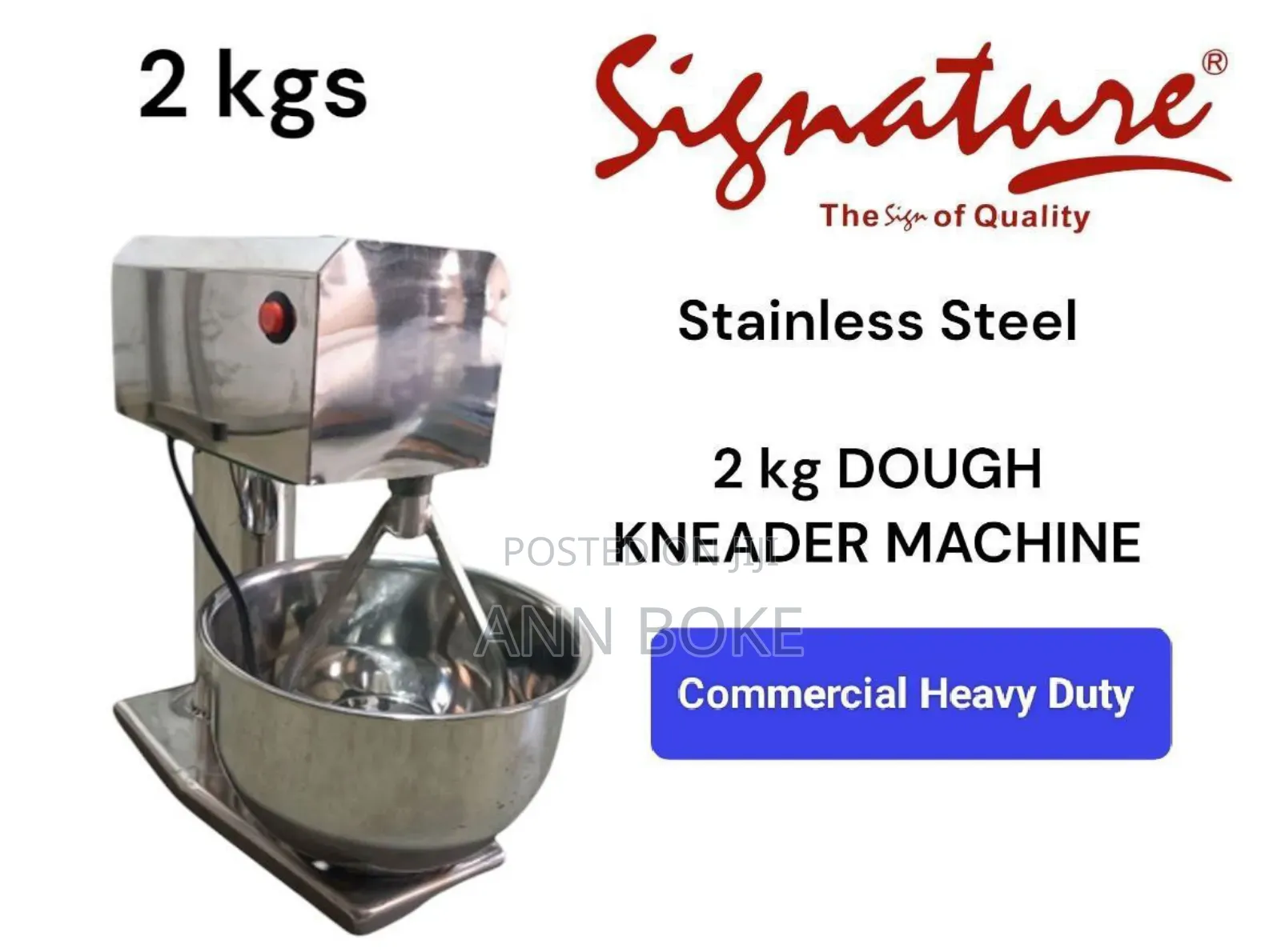 2 Kg Stainless Steel Heavy Duty Commercial Dough Kneader