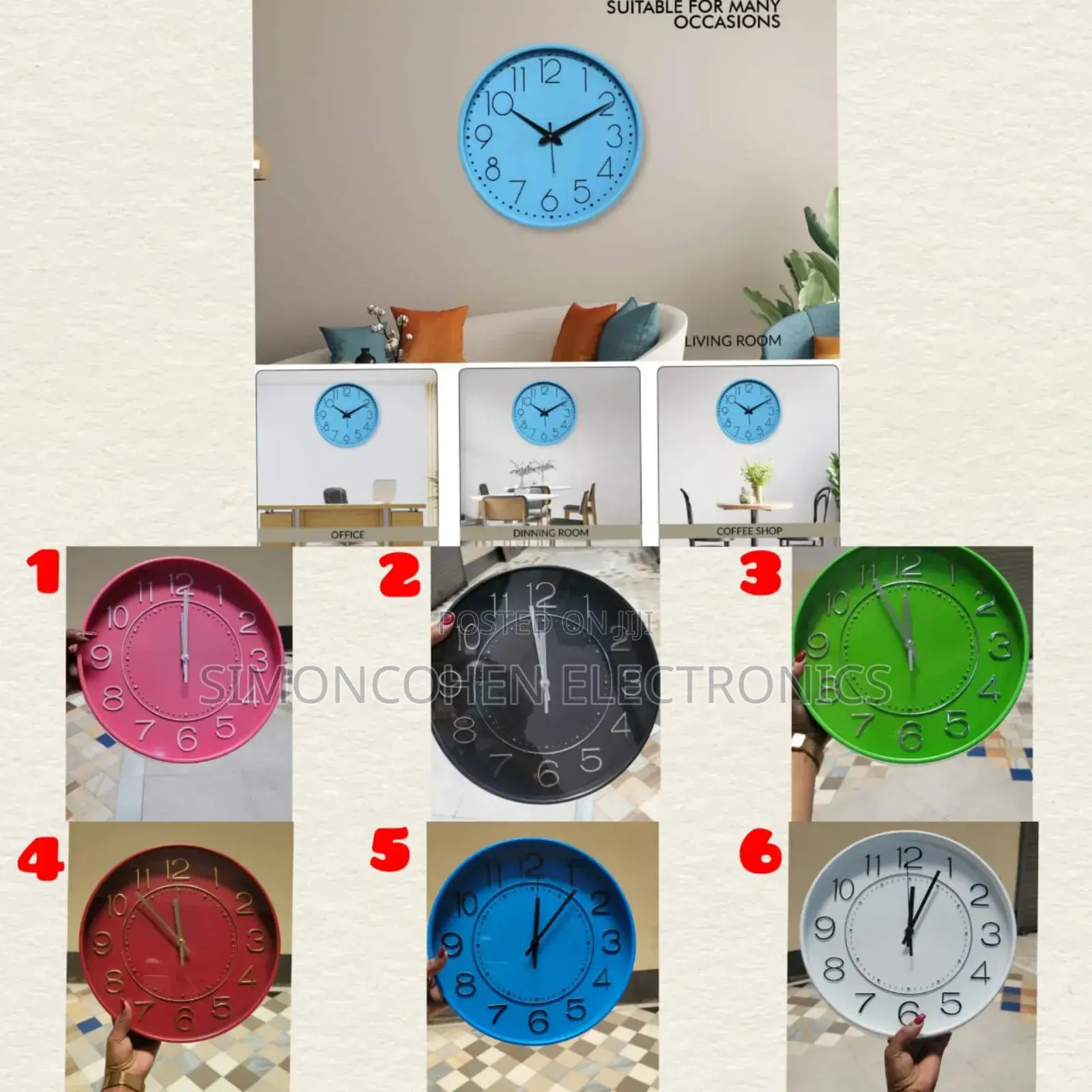 Brandable Solid Colour Silent Wall Clocks