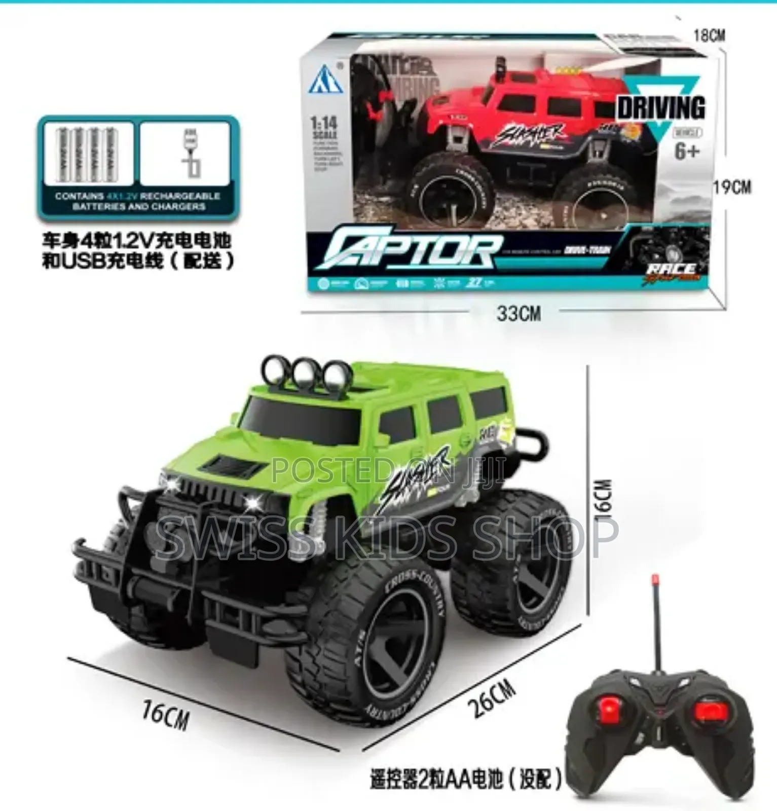 Remote Control Monster Truck With Rechargeable Battery